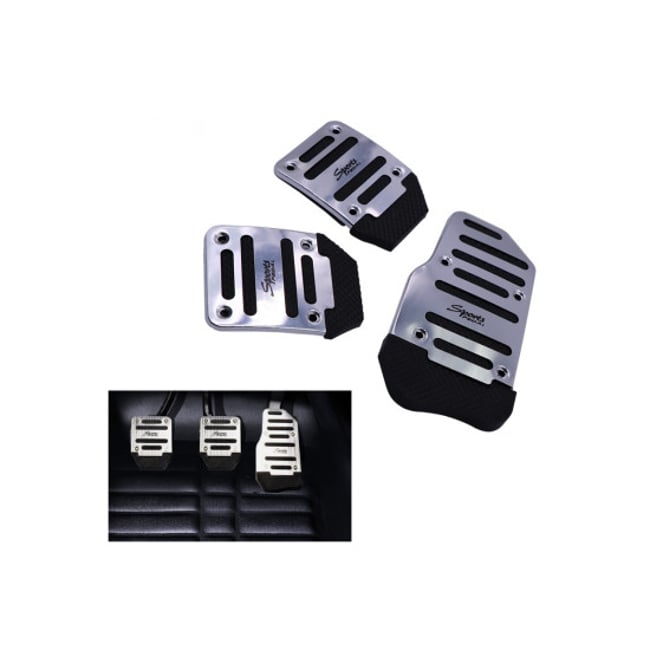 Set ornament pedale pentru autoturisme cu transmisie manuala, gri-negru, sport