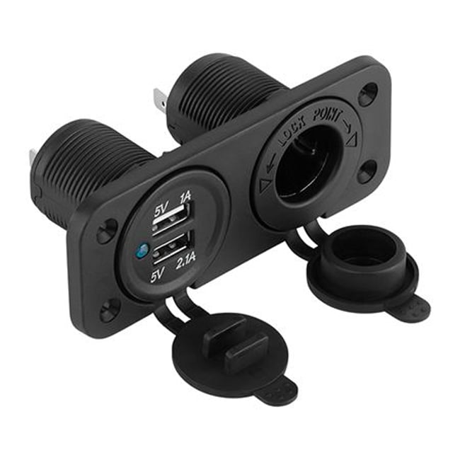 Mufa montaj bricheta auto, 2x port USB, 1x bricheta 12v
