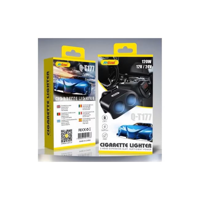 Adaptor priza dubla, pentru bricheta auto, 12V/24V, 120W