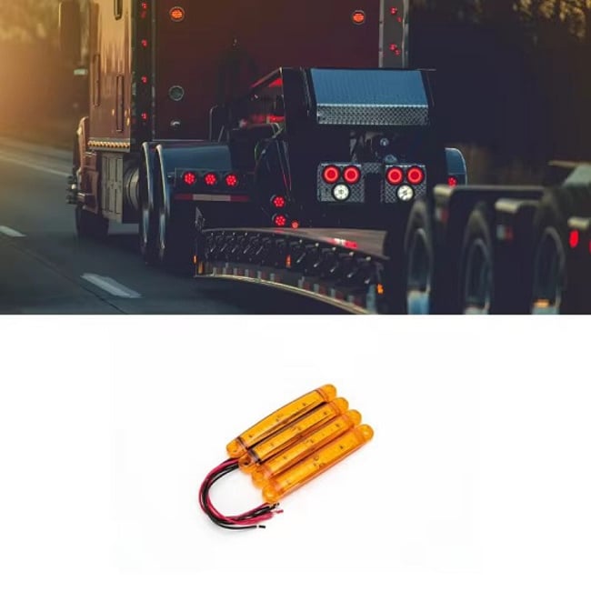 Set 4 lampi laterale gabarit LED, remorca / platforma / camper, tensiune 12V-24V, lumina portocalie