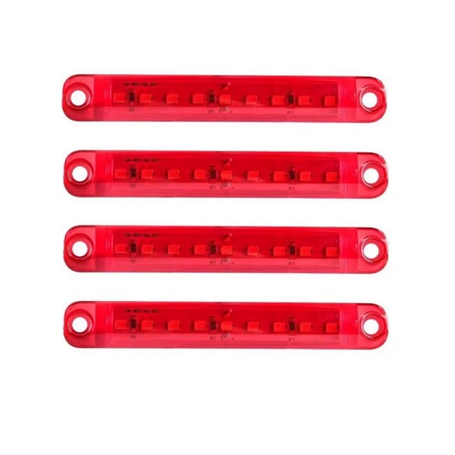 Set 4 lampi laterale gabarit LED, remorca / platforma / camper, tensiune 12V-24V, lumina rosie