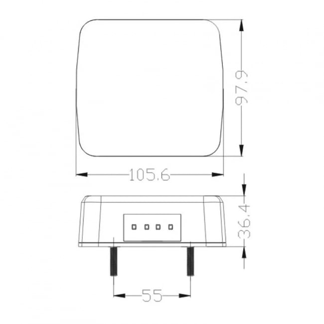 Lampa Spate Patrata cu LED 12V-24V, Breckner Germany