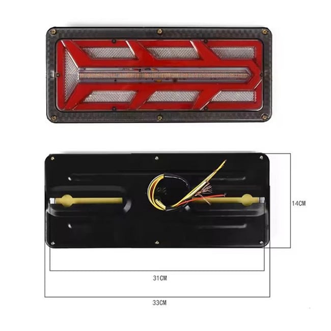 Set 2 lampi spate camion/remorca cu led, 24V, IP67, 5 functii, 330x140mm