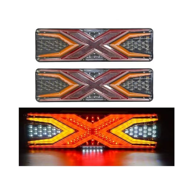 Set 2 lampi spate camion/remorca cu led, 12-24V, 5 functii, IP65, semnalizare dinamica, 330x132mm