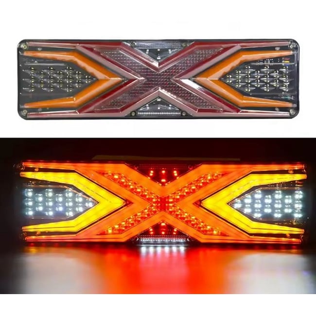 Set 2 lampi spate camion/remorca cu led, 12-24V, 5 functii, IP65, semnalizare dinamica, 330x132mm