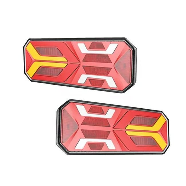 Set 2 lampi spate camion, remorca, trailer, cu led, tensiune 12-24V, IP66, functie pozitie / ceata / marsarier / semnalizare dinamica, stop frana, 350 x 130 mm