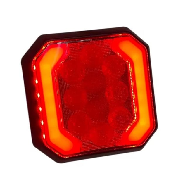 Set 2 lampi stop pentru remorca, tensiune 12-24v, functie pozitie, semnalizare, stop frana, dimensiune 100 x 100mm