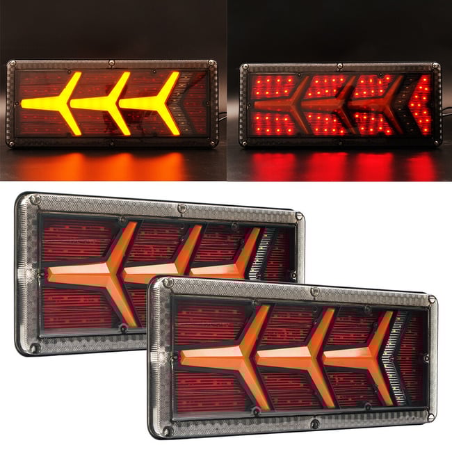 Set 2 lampi spate camion/remorca cu led, 12-24V, 5 functii, semnalizare dinamica, 330x140mm