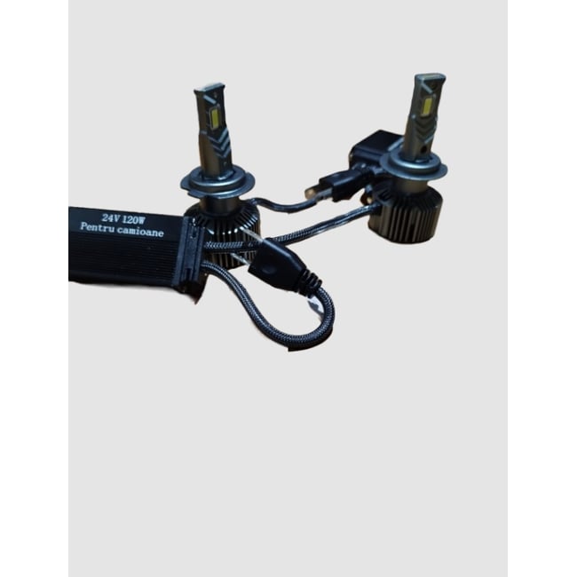 Set 2 becuri camion, led H7, cu ventilator, 24v, 120w, 12000lm, IP68, 6000k, canbus