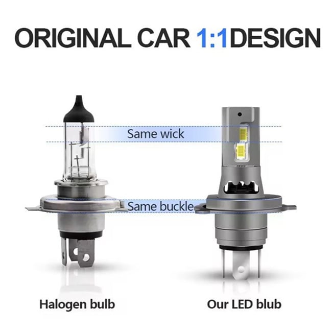 Set 2 Becuri Auto, Led H4 cu ventilator, 180w, 20000lm, Plug & Play, IP68, 6000k, Alb