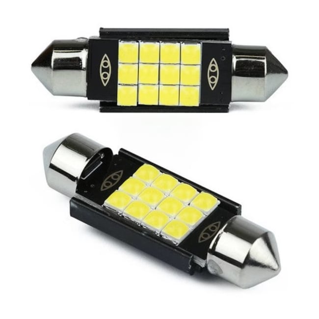 Set 2X Becuri Led Auto, Pentru Numar Inmatriculare, Portbagaj, Plafoniera, C5W, 12V, 39mm, Alb