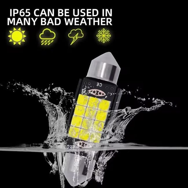 Set 2 becuri led auto, pentru numar inmatriculare, portbagaj, plafoniera, c5w, 12V, 31mm, 9 led canbus, alb