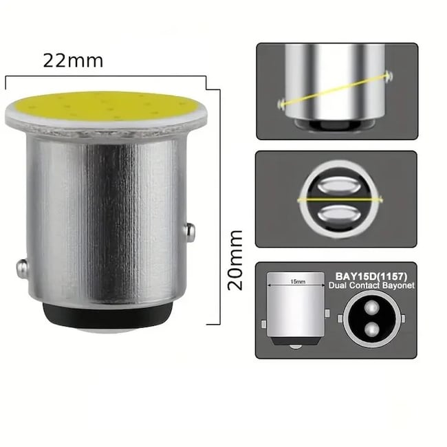 Set 2X Becuri Auto, Led P21W, BAY15D, 12V, Stop Frana Pozitie, Lumina Alba