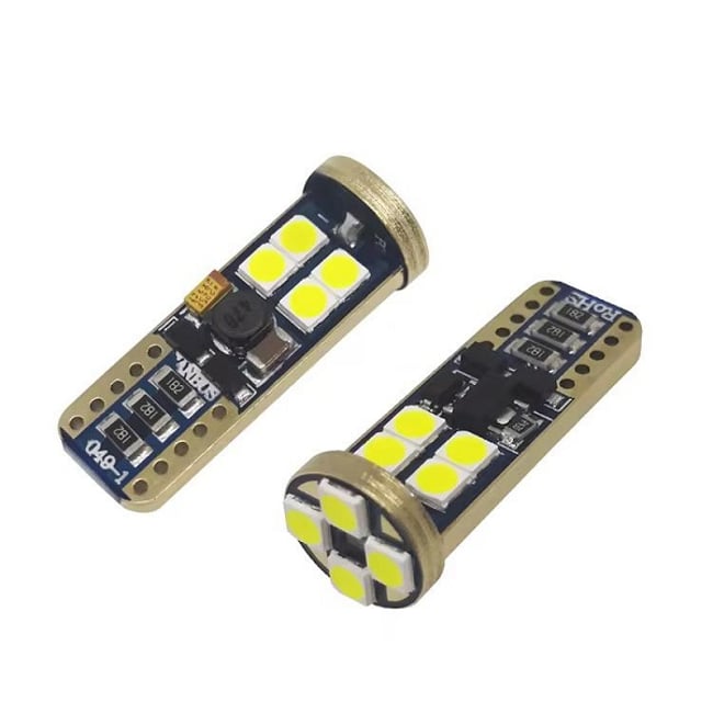 Set 2 becuri auto, LED T10, 12 SMD, Alb 6000K, canbus, lumina alba, pozitie, plafoniera, numar inmatriculare