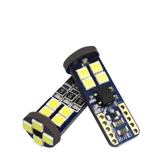 Set 2 becuri auto, LED T10, 12 SMD, Alb 6000K, canbus, lumina alba, pozitie, plafoniera, numar inmatriculare