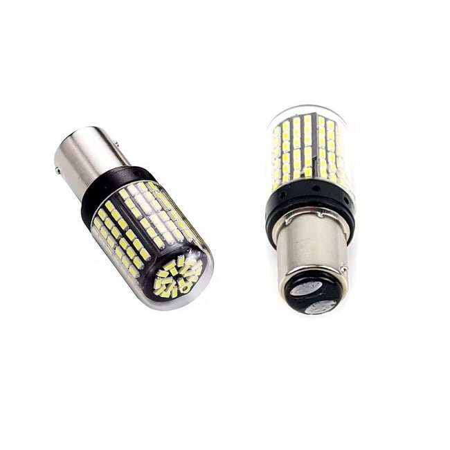 Set 2 becuri Led, BAY15D / 1157G, cu 2 faze P21/5w marsarier si pozitie, 144 SMD 3014, culoare alb, tensiune, 12v