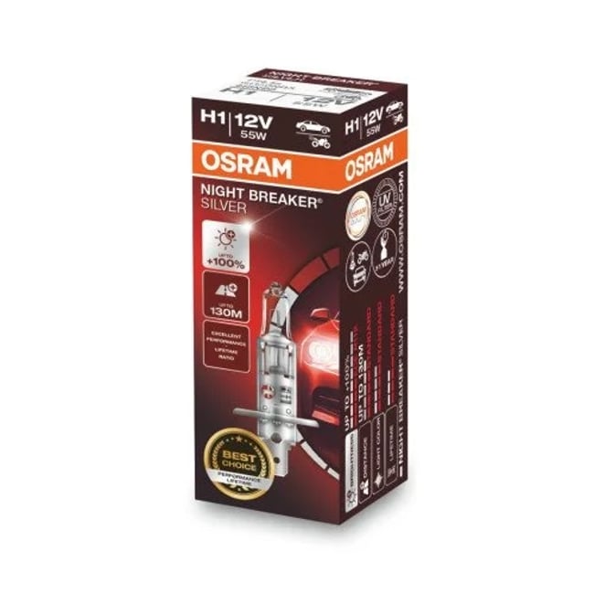 BEC HALOGEN H1 OSRAM, NIGHT BREAKER SILVER, 3200K, 55W