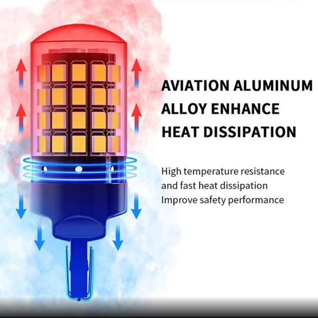 Set 2 becuri auto, led t20, 130w, 12000lm, 6000k, 12v, 54 smd, 2 faze, alb