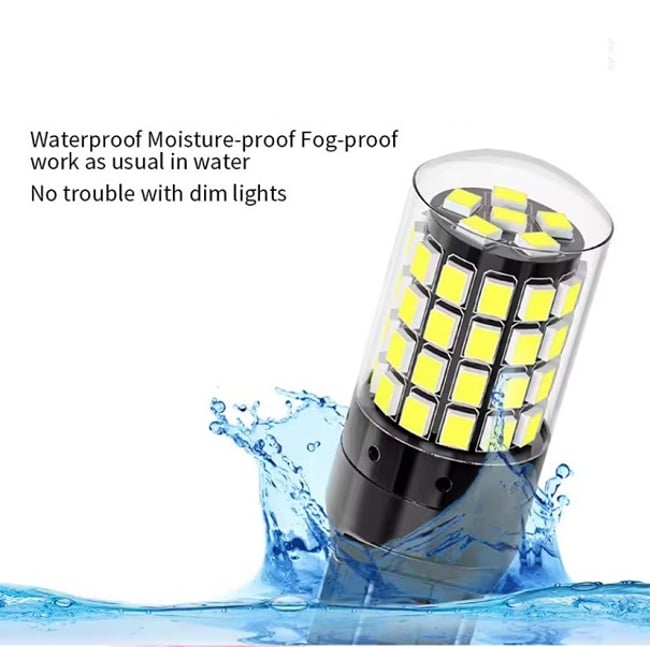 Set 2 becuri auto, led t20, 130w, 12000lm, 6000k, 12v, 54 smd, 2 faze, alb