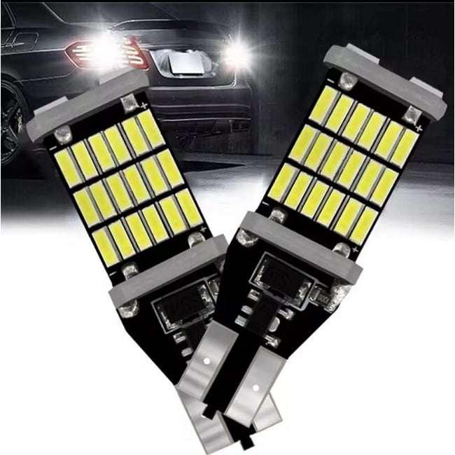Set 2x Becuri Auto, Led T15, W16W, 1200lm, 6000k, 12v, 45 smd, alb