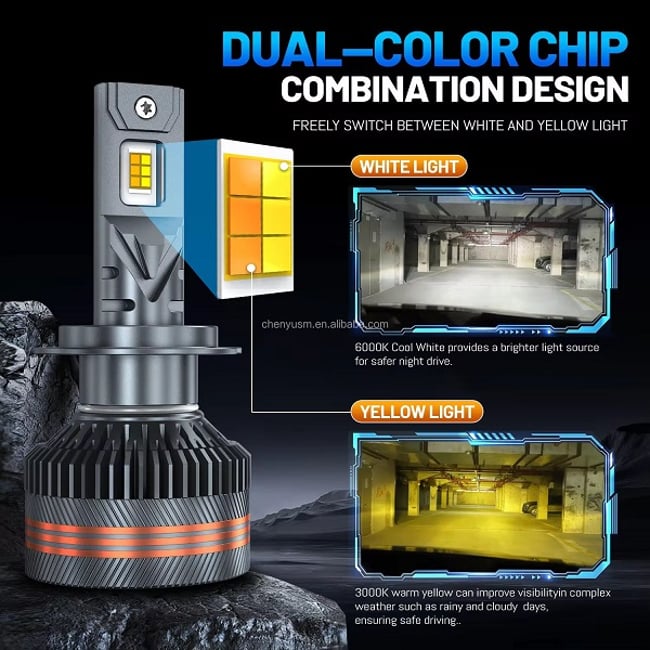 Set 2 becuri auto, Led H7 cu ventilator, 200w, 20000lm, canbus, premium, 9-32v, telecomanda ajustare lumina 6000k, 4300k, 3000k, flash, IP68