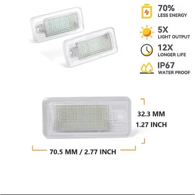 Set 2 lampi numar LED pentru audi a3, s3, a4 b7, s4 b7, rs4 b7, a6 c6, s6 c6, rs6 c6, a8, q7