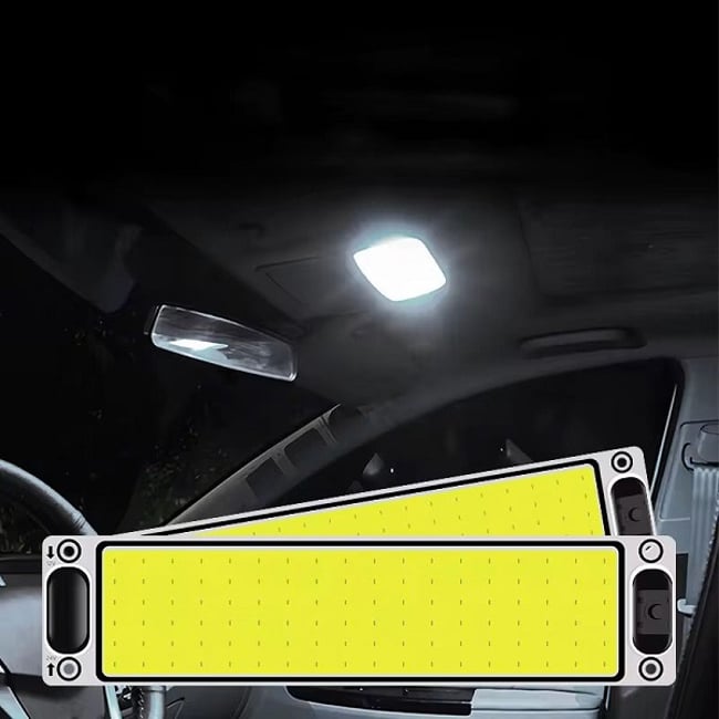 Set 2 lampi plafoniera auto 16W, tensiune 12-80V, buton on/off, lumina alba, 245 X 60 mm, 108 led