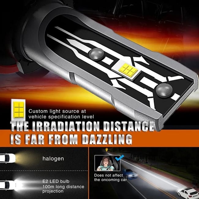 Set 2 Becuri Auto, Led H7, 100w, Plug & Play, 6000k, 15000lm, 12V, Alb