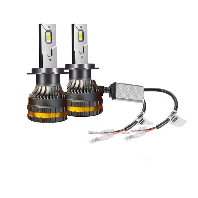 Set 2 Becuri Auto, Led H1 cu ventilator, 100w, 15000lm, IP68, 6000k, 9-30v, canbus