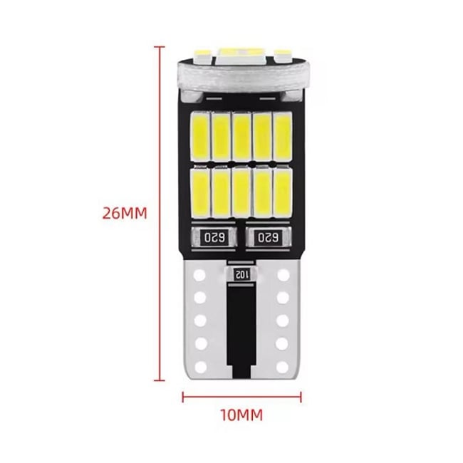 Set 2x Becuri Auto, Led T10, w5w, 6000k, 6W, 12v, 26 smd, alb
