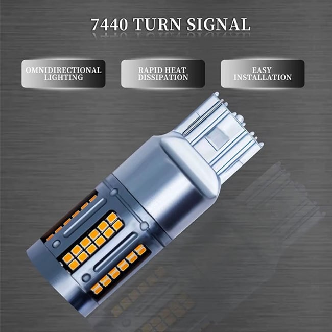 Set 2x Becuri Auto, Led T20, 25w, 1000lm, lumina portocalie, 12-24v, 84 smd, fara polaritate, canbus