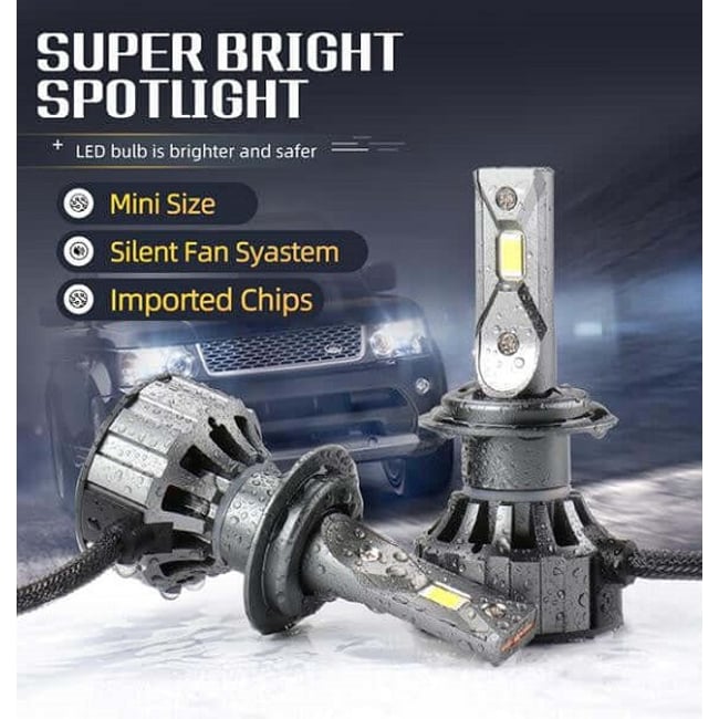 SET 2 BECURI AUTO, LED H7 CU VENTILATOR, 120W, PLUG & PLAY, IP68, 12000lm, 6000K, 12V, CANBUS, Alb Pur