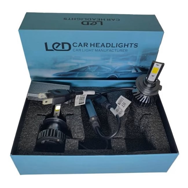 Set 2 Becuri Led Auto H7, cu ventilator, Canbus, 100W, Lumina Alb-Rece, 12.000lm, 9-32V