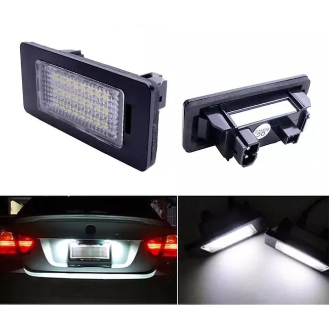 Set 2 lampi numar LED, fara eroare de bec ars BMW E90, E60, E39, X5 E70, X1 E84, E82, E61, E91, E92, E93