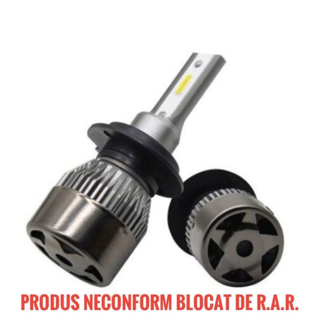 Set 2 LED-uri Auto H7 Black Edition, 80 W, 8000 Lumeni, 6000 K, R6, SLIM