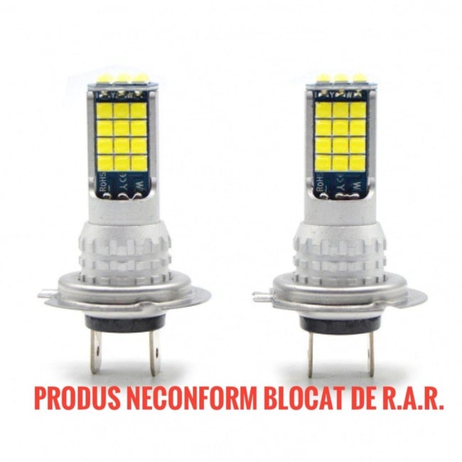 Set 2 Becuri Auto H7, 30 LED/bec, 70W/set, Lumini de Ceata