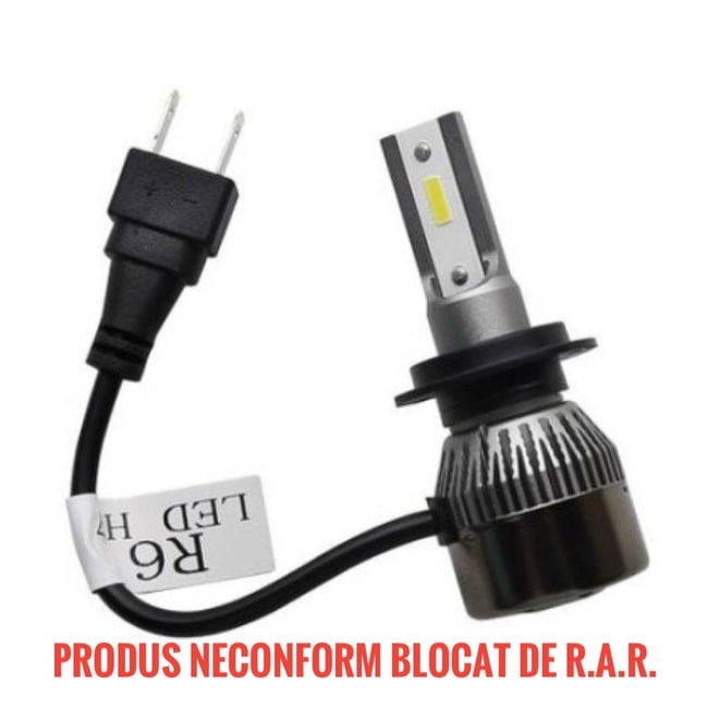 Set 2 LED-uri Auto H7 Black Edition, 80 W, 8000 Lumeni, 6000 K, R6, SLIM