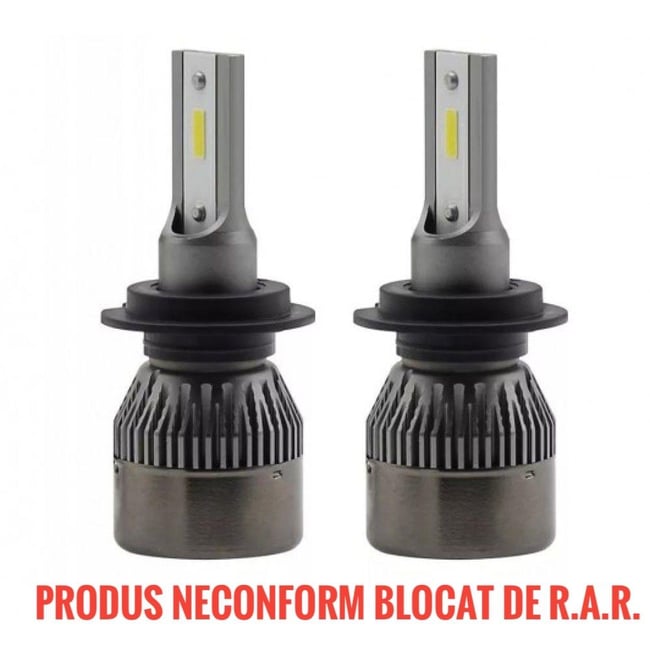 Set 2 LED-uri Auto H7 Black Edition, 80 W, 8000 Lumeni, 6000 K, R6, SLIM