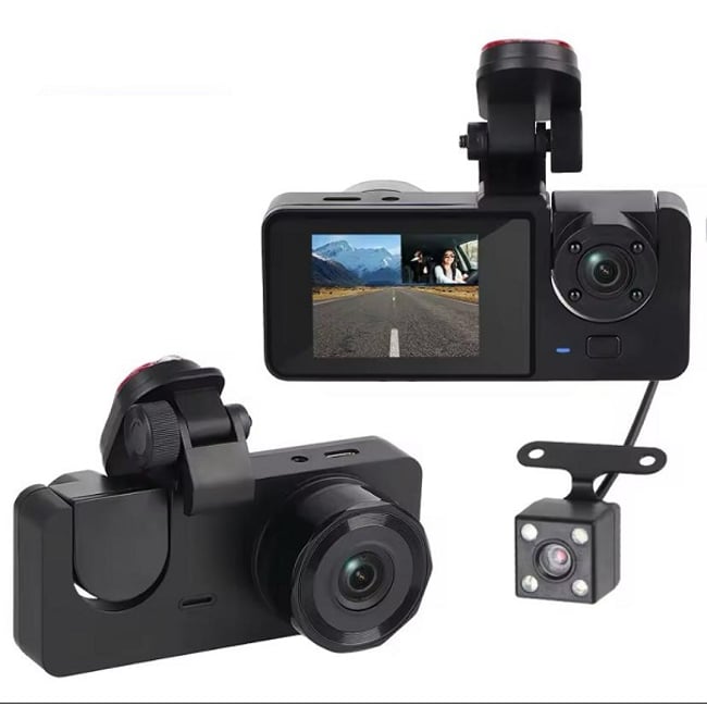 Camera Auto DVR, 3 camere, video Full HD 1080, display 2", G-Sensor, unghi 170 grade