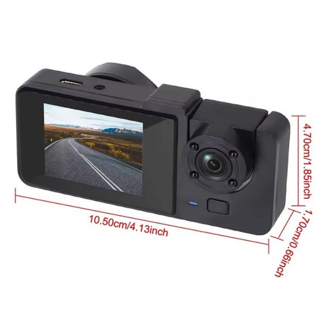 Camera Auto DVR, 3 camere, video Full HD 1080, display 2", G-Sensor, unghi 170 grade