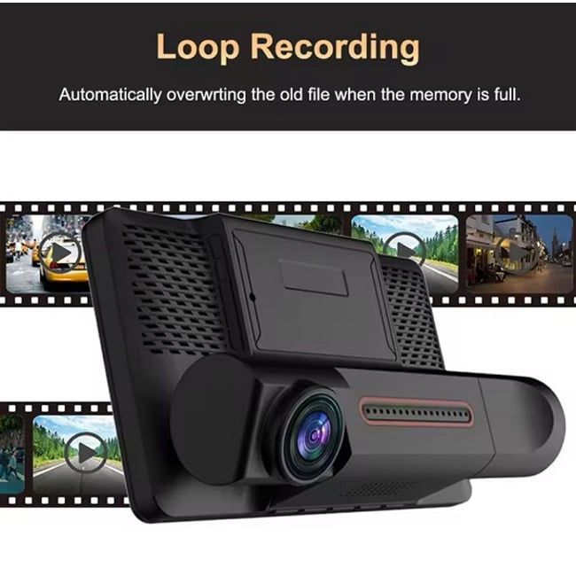 Camera Auto DVR, 3 camere, video Full HD 1080P, Display 4", G-Sensor, unghi 170 grade, 5mp