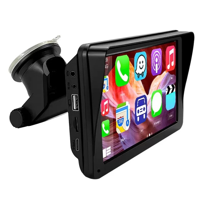 Navigatie Auto Portabila, Sistem Multimedia Apple Carplay/Android, Ecran Tactil, 7 Inch 1080P Full HD, Bluetooth, Mirror Link/Card TF/USB/AUX, Negru