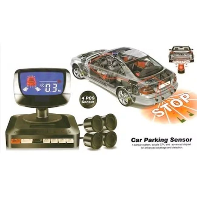 Senzori parcare auto, display digital led, cu avertizare sonora, kit 4 senzori