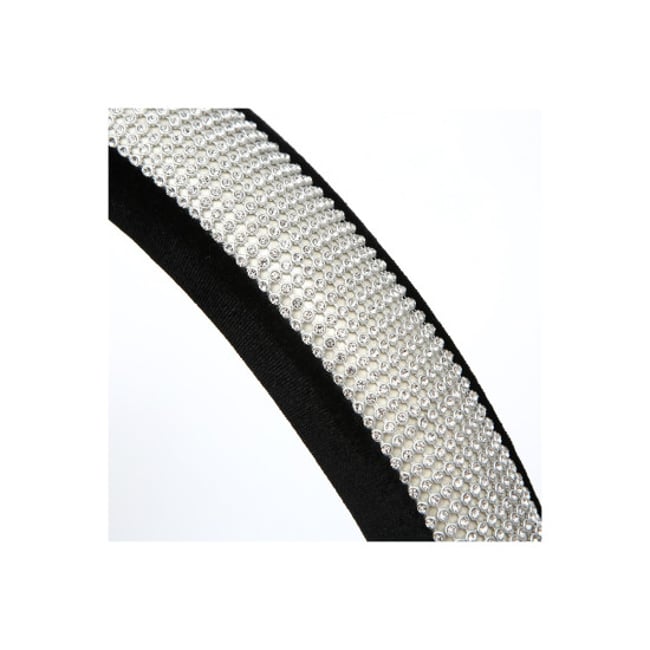 Husa Volan, Imitatie Piele Si Cristale Albe, Marime M, 37-39cm