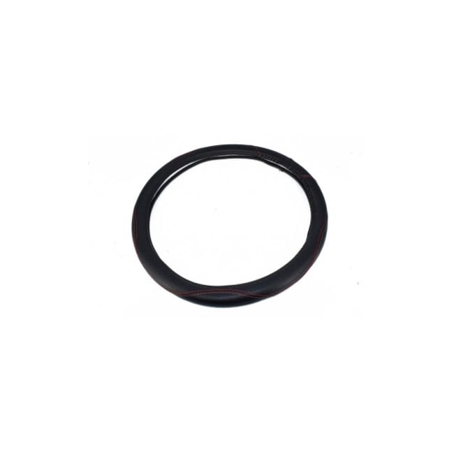 Husa volan din imitatie piele, marime M, culoare negru, cusatura rosie