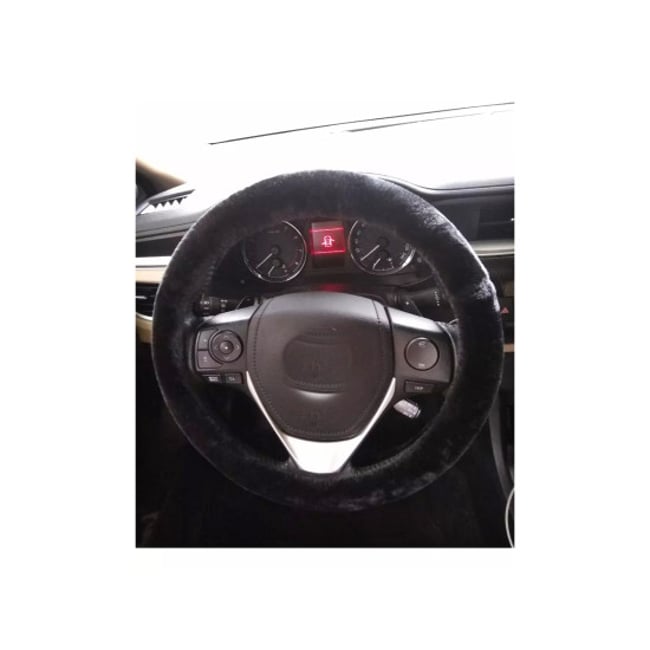 Husa volan pufoasa, marime M, 37-39cm, culoare negru