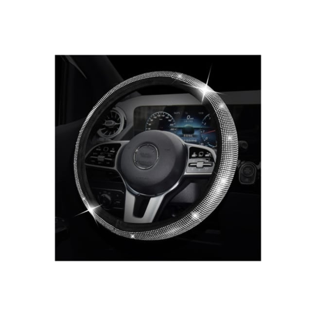 Husa Volan, Imitatie Piele Si Cristale Albe, Marime M, 37-39cm