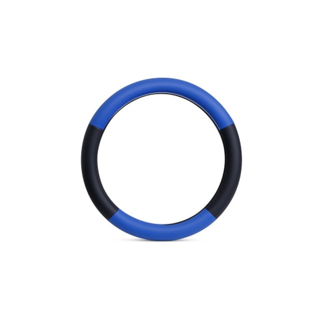 Husa volan, universala, marime M, 37-39cm, culoare negru / albastru