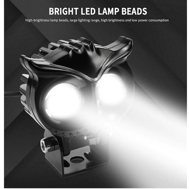 Proiector led Off-Road, moto, ATV cu lupa 50W, 12V - 24V, model bufnita, 2 faze alb si galben