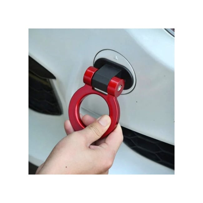 Ornament carlig remorcare racing, montaj dublu adeziv, rosu